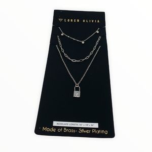 Loren Olivia Lock Pendant Layered Necklace